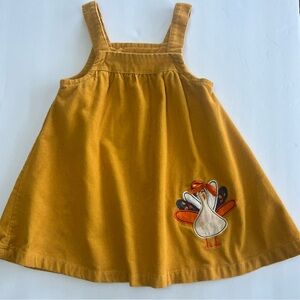 Young Hearts Corduroy Turkey Jumper Dress Toddler 18 Months Thanksgiving Mustard